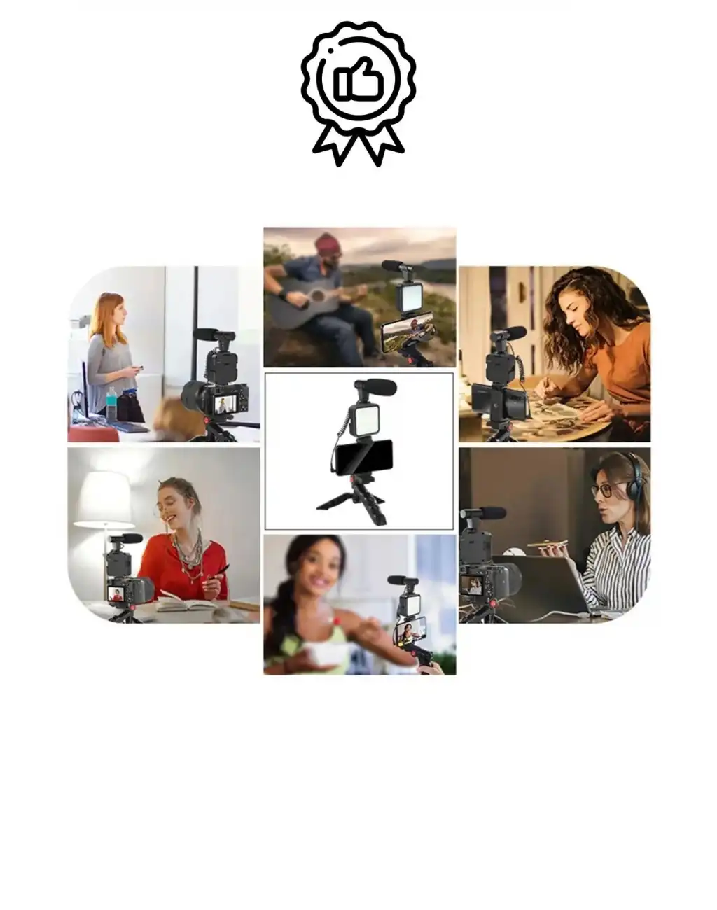 Ayarlanabilir Mikrofonlu Ses Kayıt Led Işıklı Çekim Selfie Çubuğu Canlı Yayın Tripod Vlog Çekim Kiti