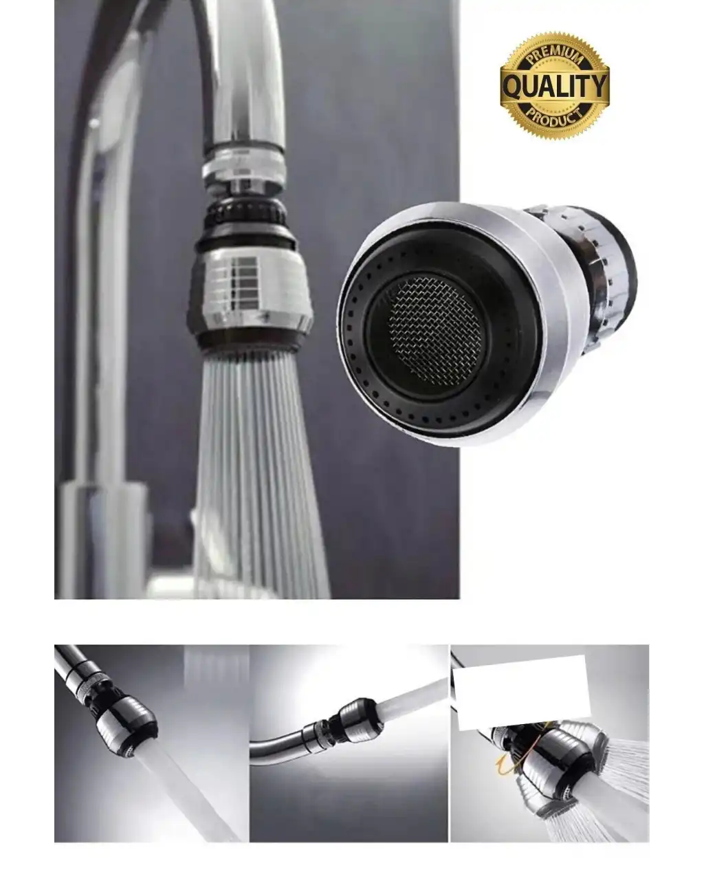 Premium 2 Modlu 360° Dönebilen Perlatör Başlığı Mutfak Lavabo Su Tasarrufu Musluk Ucu Şık Tasarım