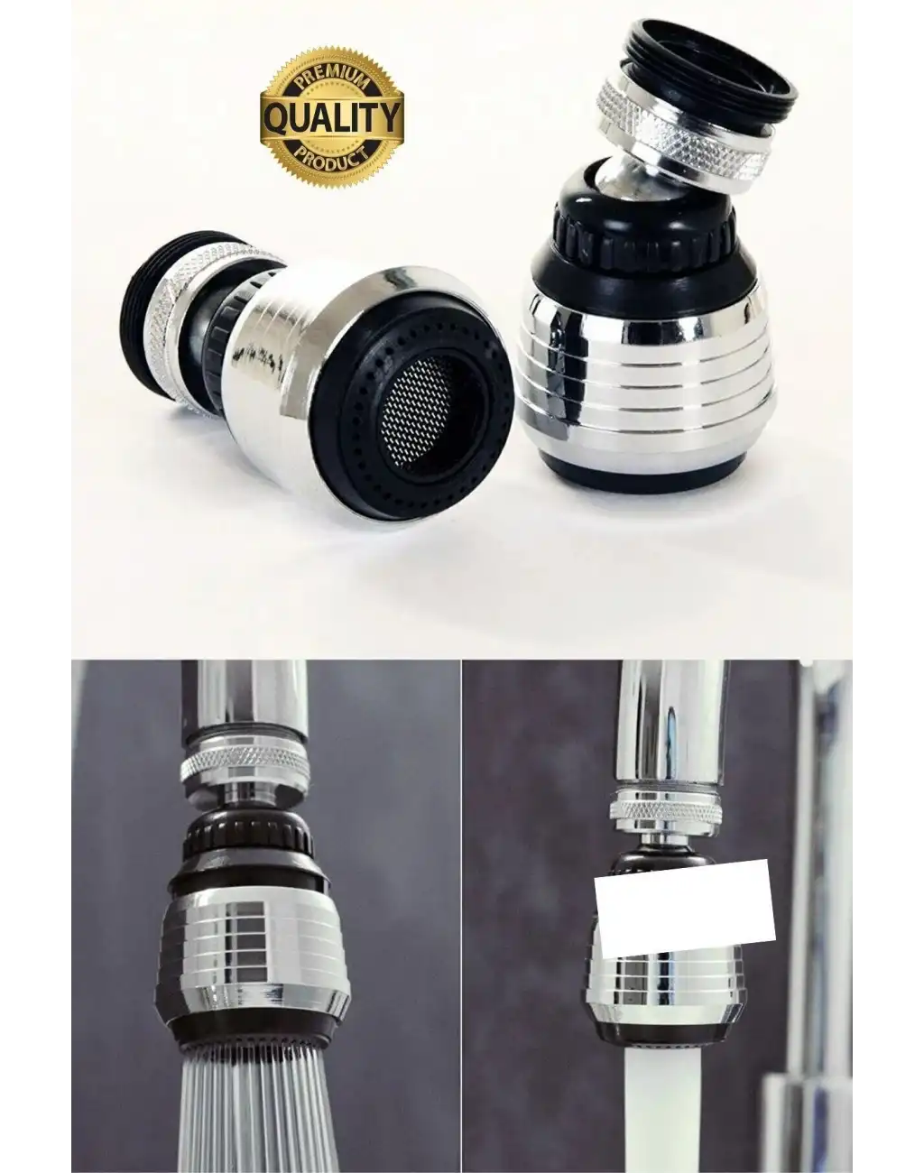 Premium 2 Modlu 360° Dönebilen Perlatör Başlığı Mutfak Lavabo Su Tasarrufu Musluk Ucu Şık Tasarım