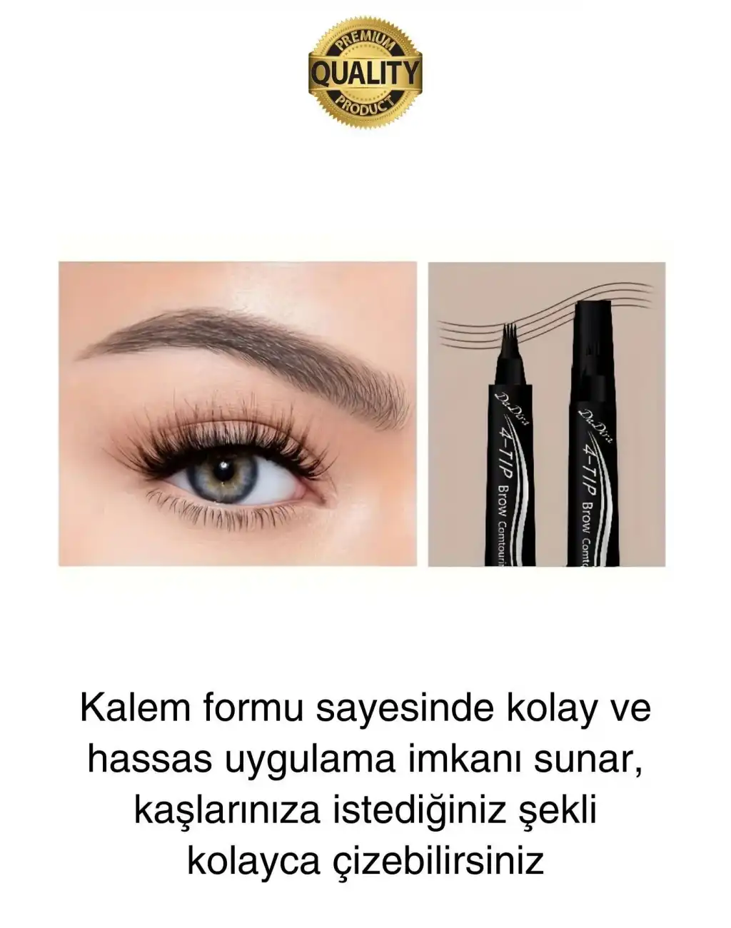 Premium Suya Dayanıklı Kalıcılığı Yüksek Kaş Rimeli Boyası 4 Mikro Uç Şekil Verme Makyaj Kalemi