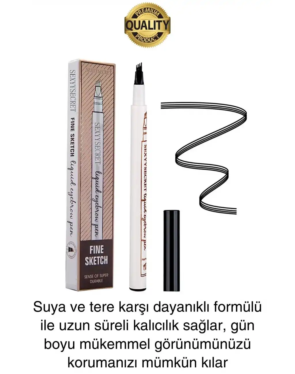 Premium Suya Dayanıklı Kalıcılığı Yüksek Kaş Rimeli Boyası 4 Mikro Uç Şekil Verme Makyaj Kalemi