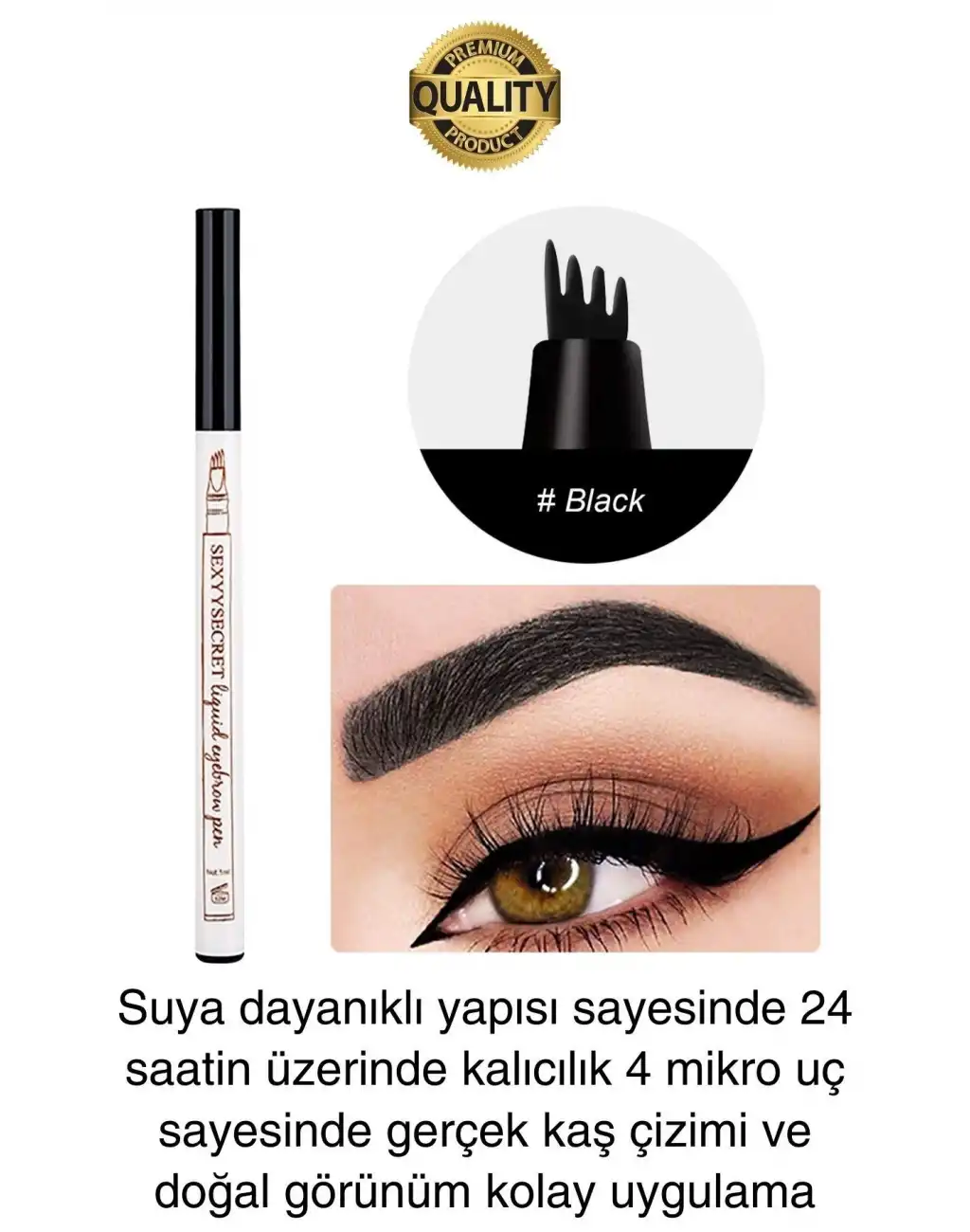 Premium Suya Dayanıklı Kalıcılığı Yüksek Kaş Rimeli Boyası 4 Mikro Uç Şekil Verme Makyaj Kalemi