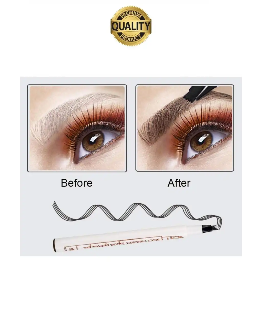 Premium Suya Dayanıklı Kalıcılığı Yüksek Kaş Rimeli Boyası 4 Mikro Uç Şekil Verme Makyaj Kalemi