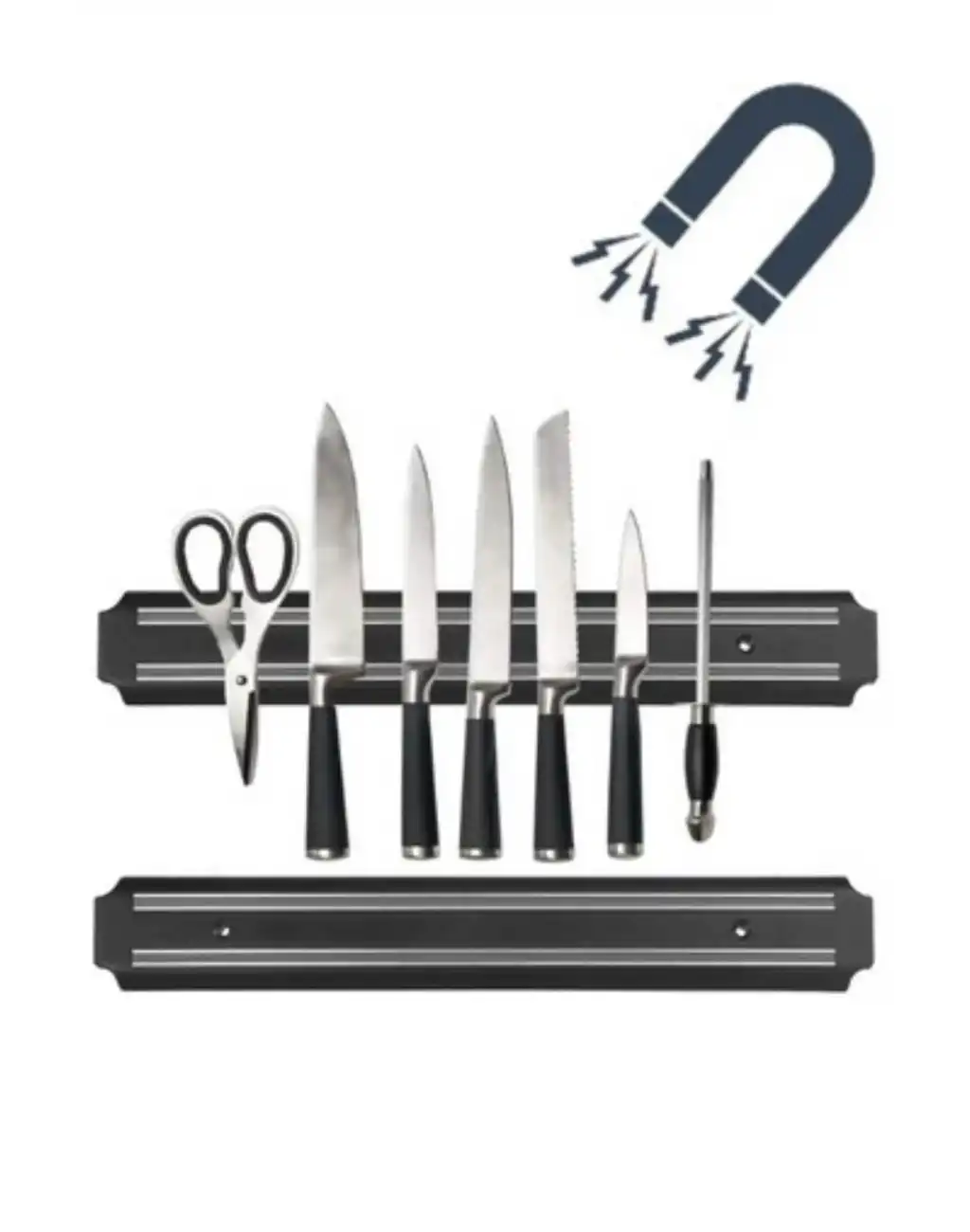 Pratik Güçlü Manyetik Duvara Monteli Yer Tasarrufu Mutfak Aleti Mıknatıslı Bıçak Standı Askısı-55 cm