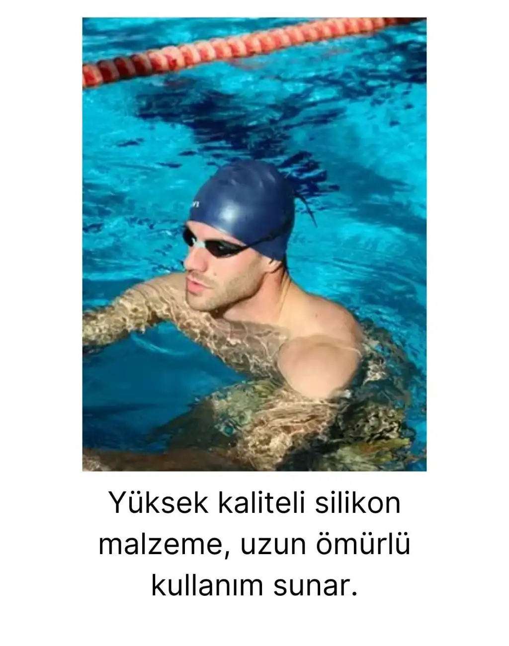 Özel Üretim Silikon Su Geçirmez Kaymaz Yüzücü Deniz ve Havuz Elastik Yüzme Şapkası Bonesi 2li Set