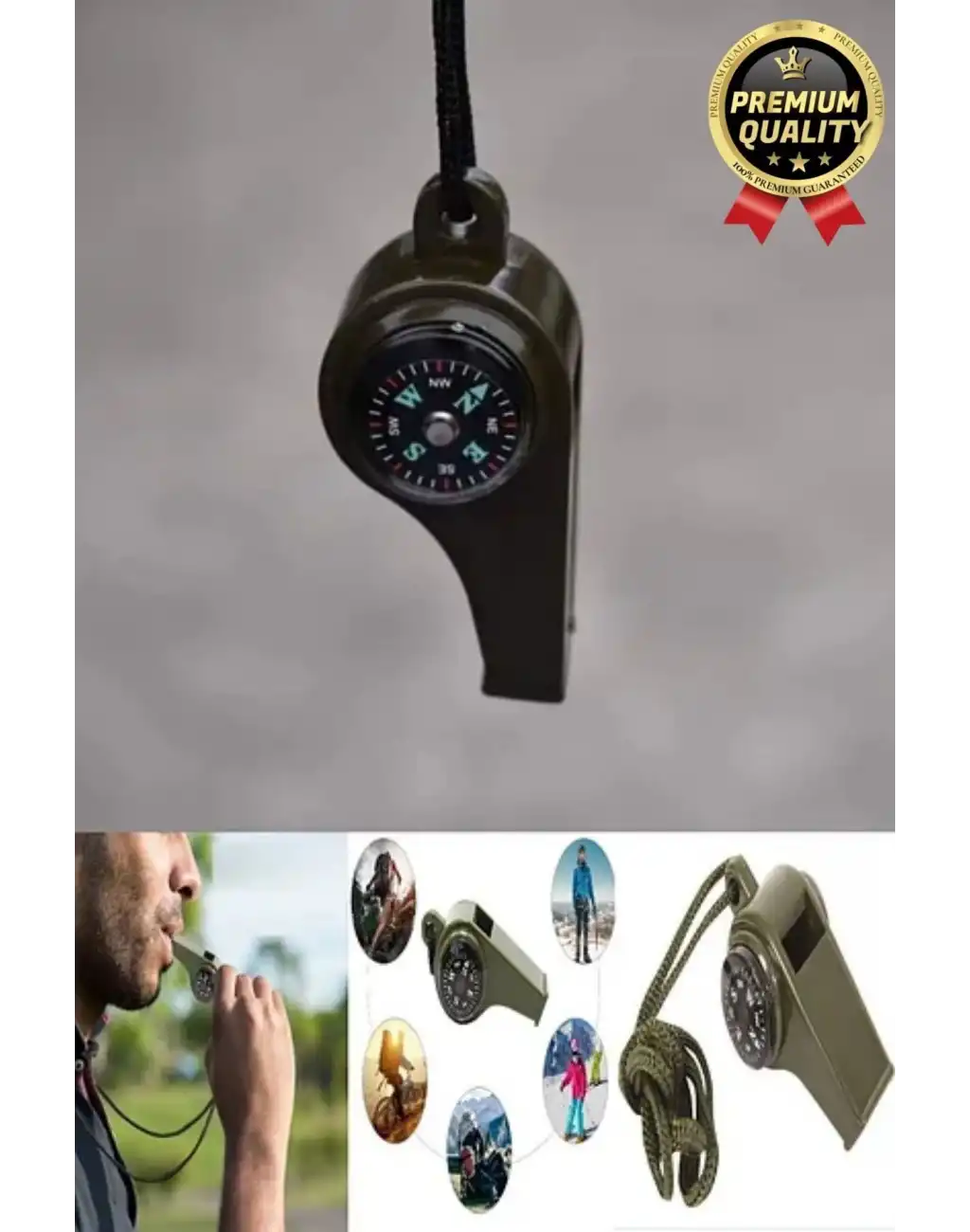 Çok Fonksiyonlu Yüksek Sesli Pusulalı Termometreli Suya Dayanıklı Kamp Deprem Acil Durum Düdüğü