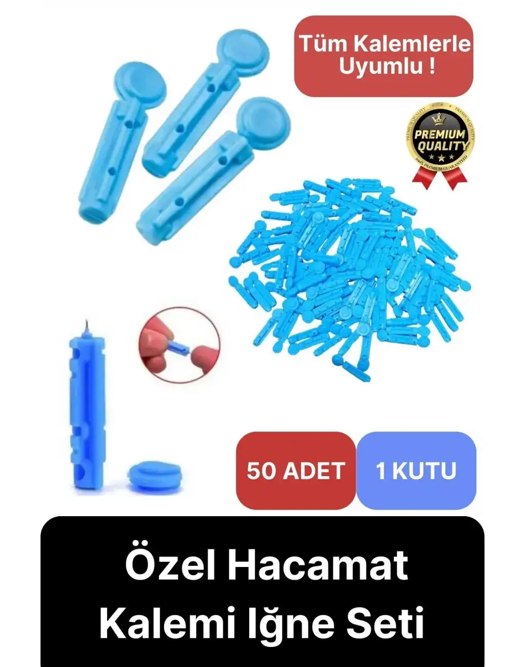 Tüm Kalemlerle Uyumlu Şeker Parmak Delme 50 Adet Özel Hacamat Kalemi Iğne Seti-1 Kutu