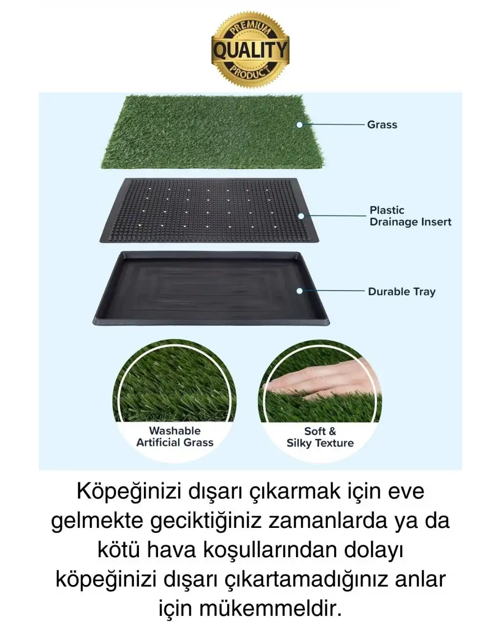 Özel Üretim 3 Katlı Evcil Hayvan Tuvalet Eğitim Halısı Yavru Köpek Yapay Çim Pet Park Temizlenebilir