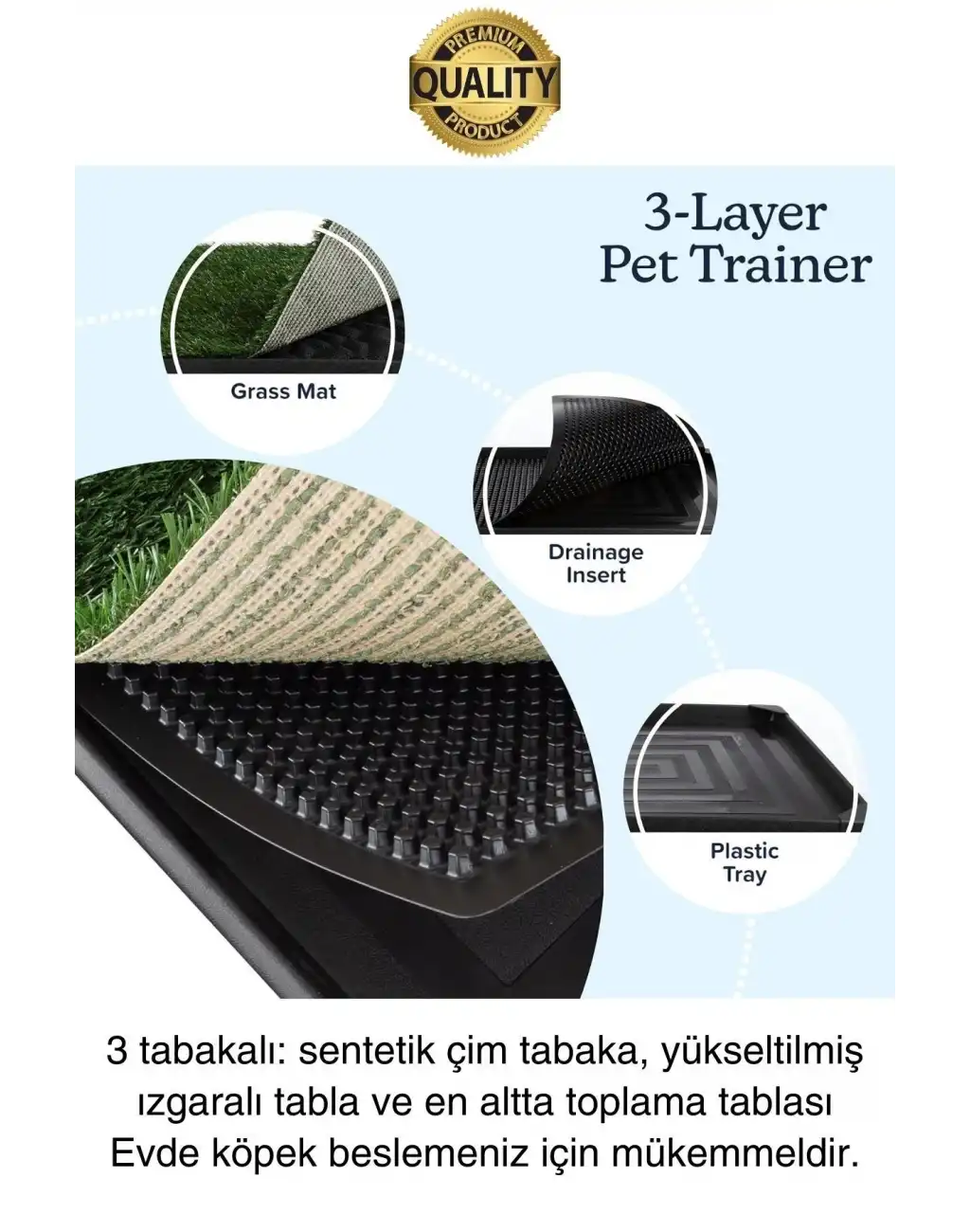 Özel Üretim 3 Katlı Evcil Hayvan Tuvalet Eğitim Halısı Yavru Köpek Yapay Çim Pet Park Temizlenebilir