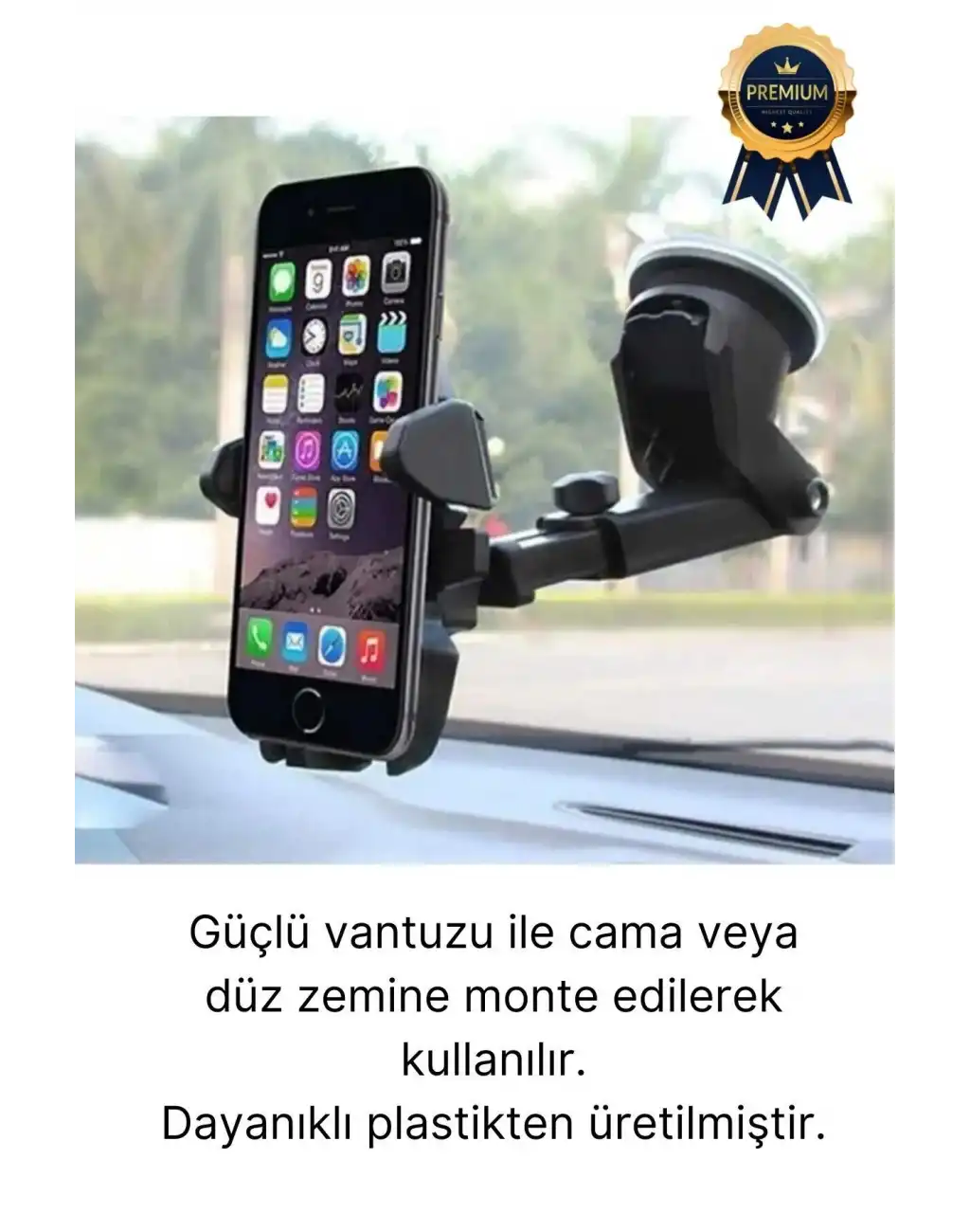 Çok Fonksiyonlu Dayanıklı Teleskopik 360 Derece Vantuzlu Araba Araç Cep Telefonu Tutucu Askılık