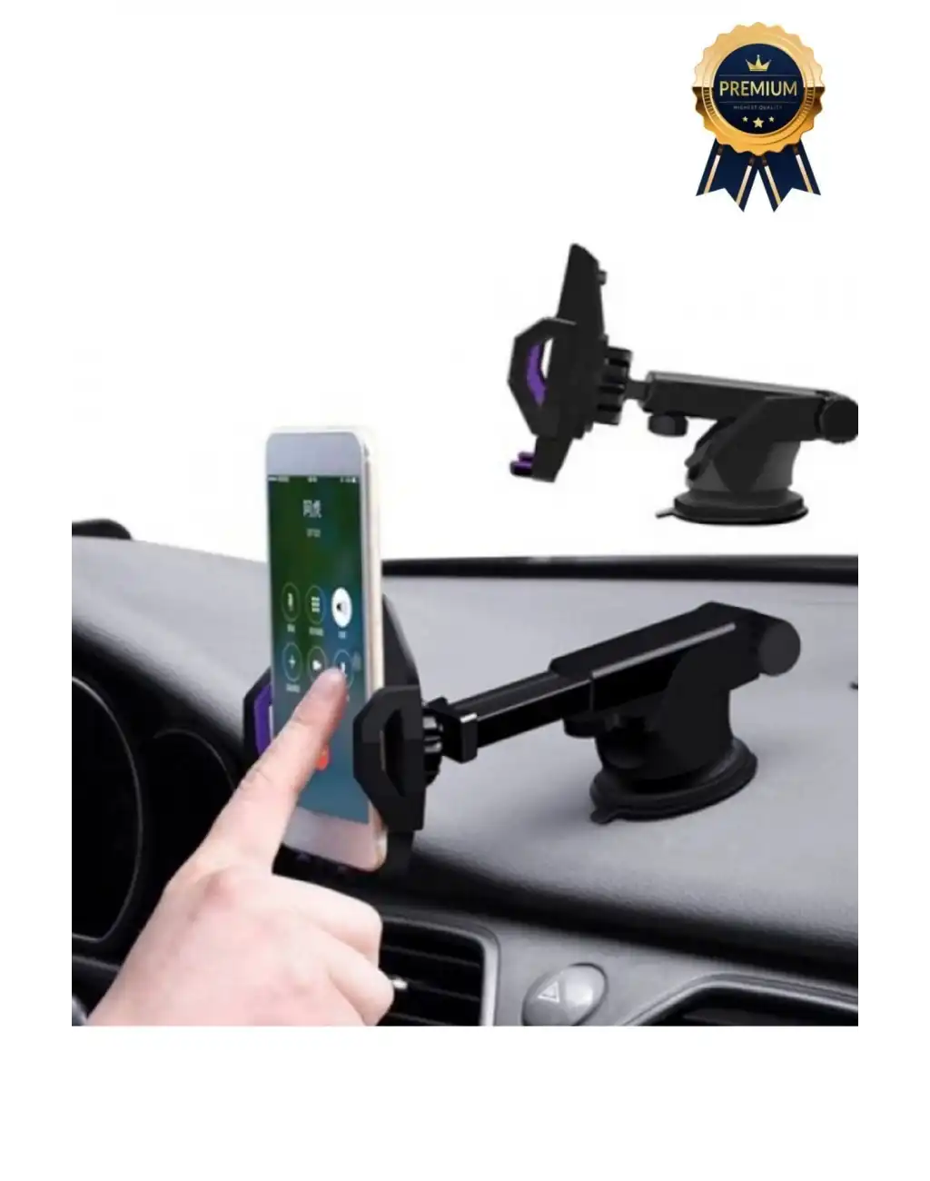 Çok Fonksiyonlu Dayanıklı Teleskopik 360 Derece Vantuzlu Araba Araç Cep Telefonu Tutucu Askılık