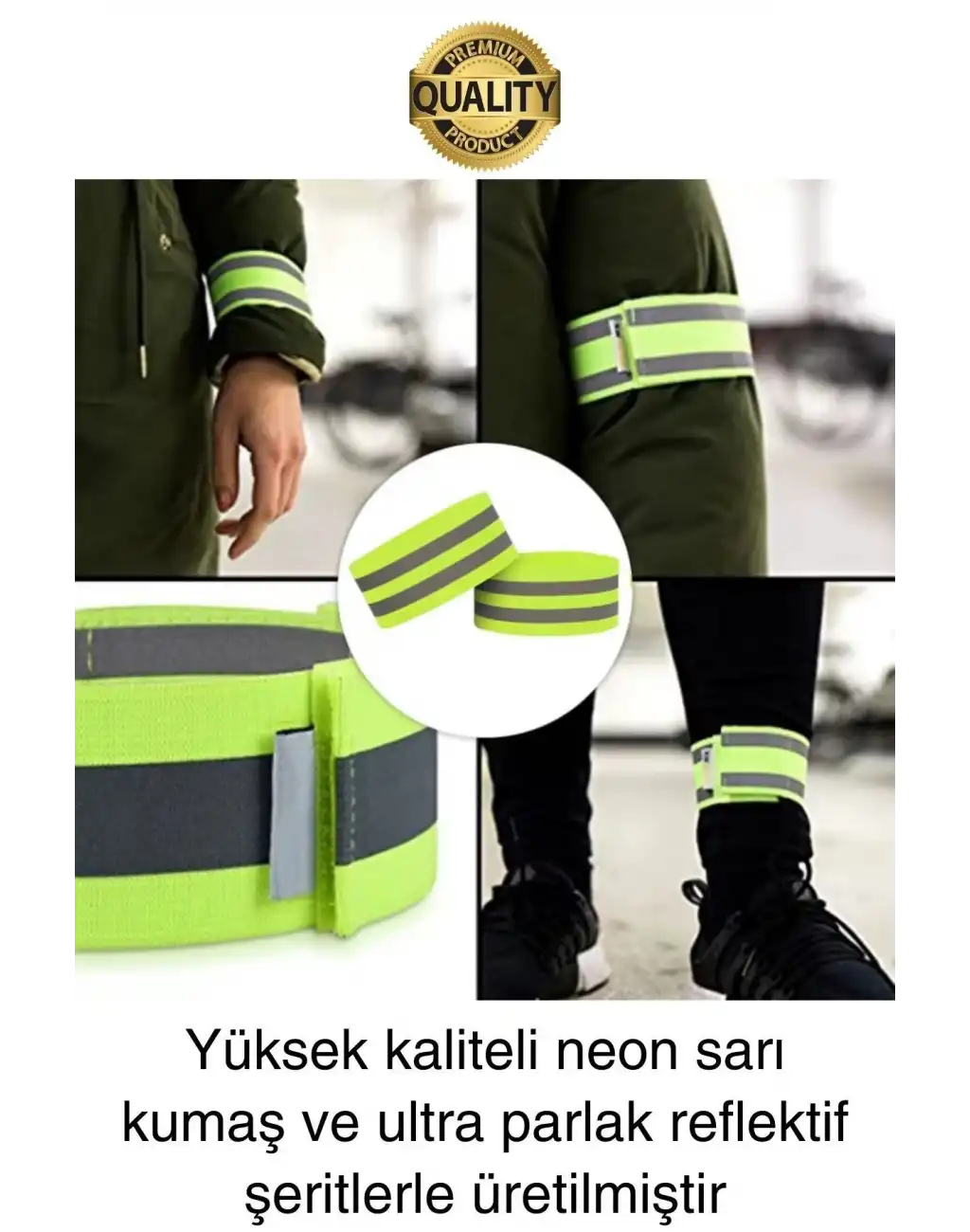 Yeşil Reflektör El Ayak Kol Bant Yansıtıcı Bandı İş Güvenliği Görünürlük Koşu Yürüyüş Bisiklet