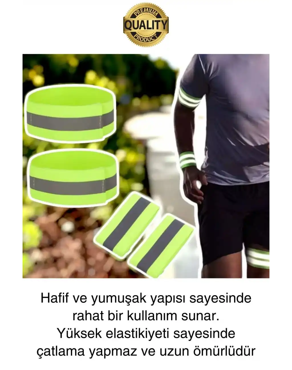 Yeşil Reflektör El Ayak Kol Bant Yansıtıcı Bandı İş Güvenliği Görünürlük Koşu Yürüyüş Bisiklet