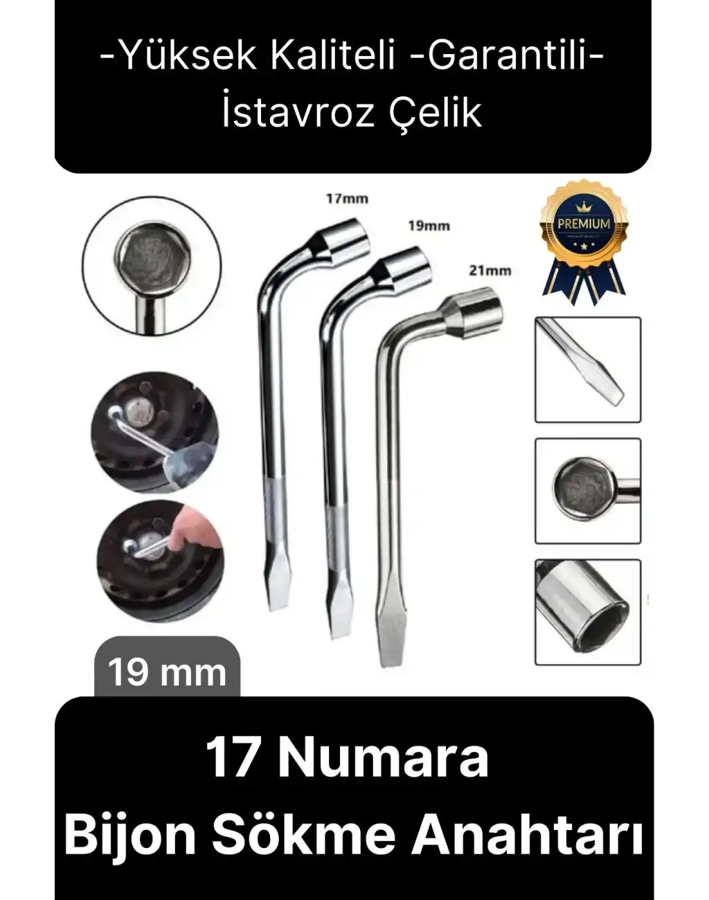 Yüksek Kalite Garantili İstavroz Çelik Nikelajlı 19mm Numara Tek Kol Pipo L Bijon Sökme Anahtarı