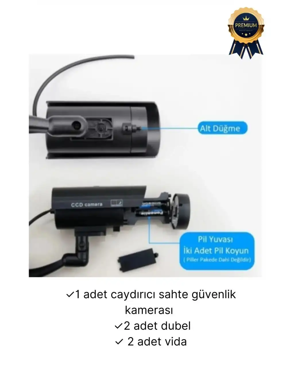 Gece Görüşlü Pilli Kırmızı Ledli Su Geçirmez Ev Bahçe İş Yeri Ofis Caydırıcı Güvenlik Kamerası