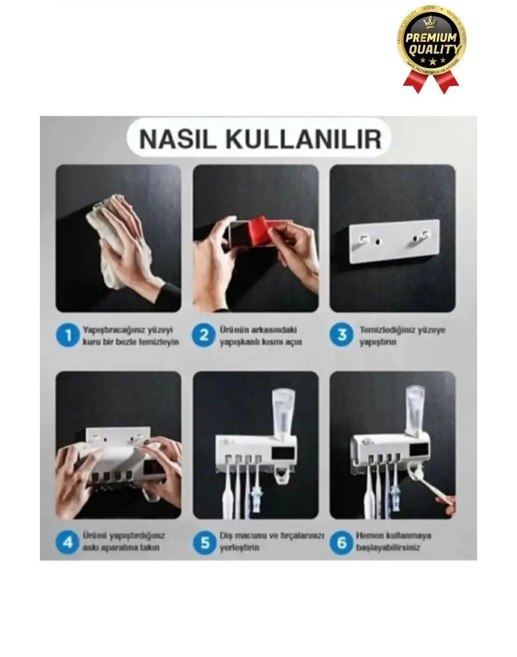 Akıllı Güneş Enerjili Usb Şarjlı Diş Macunu Sıkacağı 4 Diş Fırçası UV Işık Sterilizatörü Temizleyici