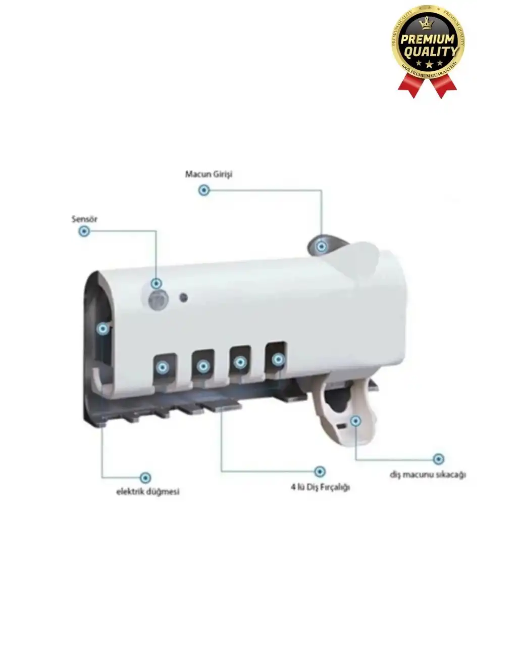 Akıllı Güneş Enerjili Usb Şarjlı Diş Macunu Sıkacağı 4 Diş Fırçası UV Işık Sterilizatörü Temizleyici