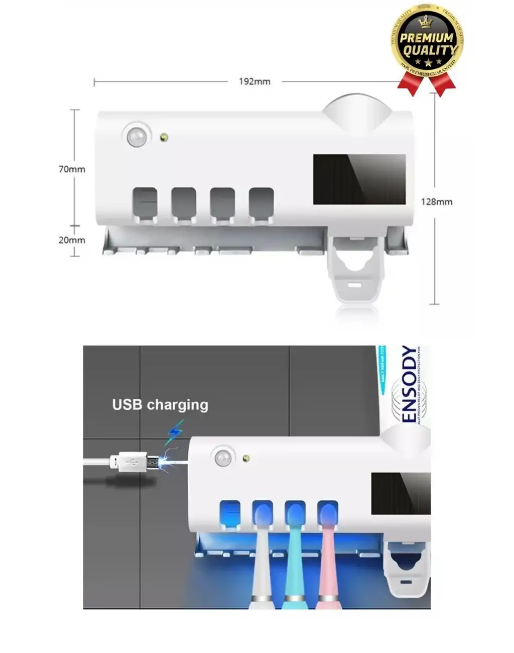 Akıllı Güneş Enerjili Usb Şarjlı Diş Macunu Sıkacağı 4 Diş Fırçası UV Işık Sterilizatörü Temizleyici