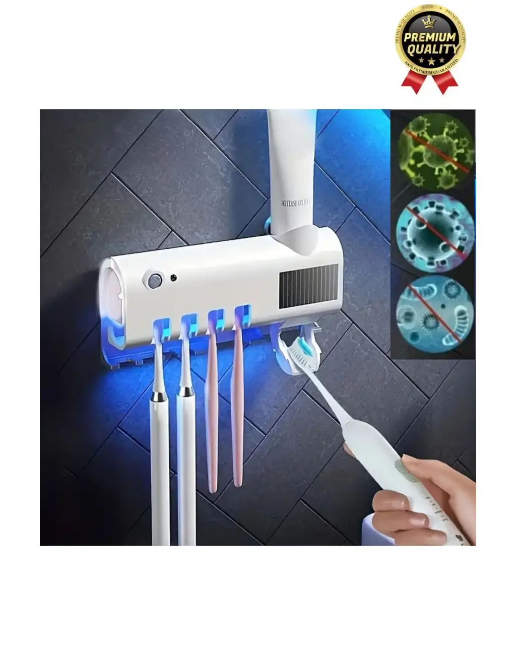 Akıllı Güneş Enerjili Usb Şarjlı Diş Macunu Sıkacağı 4 Diş Fırçası UV Işık Sterilizatörü Temizleyici