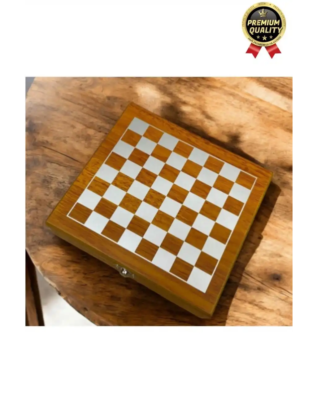 Deluxe Paslanmaz Çelik 8.Oz 2 Shot Bardaklı Satrançlı Ahşap Kutulu Alkol Deri Matara Seti 20*18 Cm