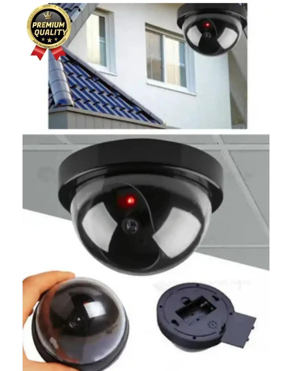 Deluxe 5 Metre Harekete Duyarlı Pilli Yanıp Sönen Kırmızı Işıklı Caydırıcı Dome Güvenlik Kamerası