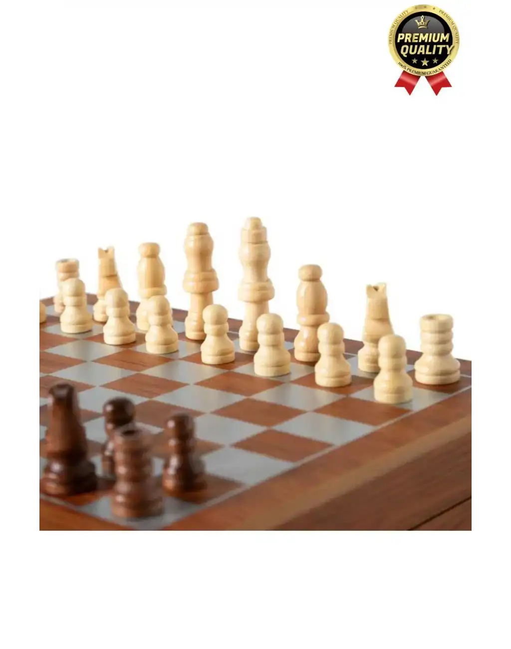 Deluxe Paslanmaz Çelik 6.Oz 4 Shot Bardaklı Satrançlı Ahşap Kutulu Alkol Matara Seti 24*18 Cm