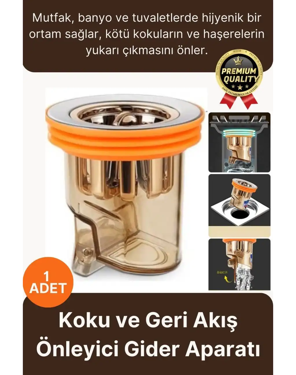 Özel Üretim Banyo Mutfak Küvet DN40-DN50 Borularıyla Uyumlu Koku ve Geri Akış Önleyici Gider Aparatı