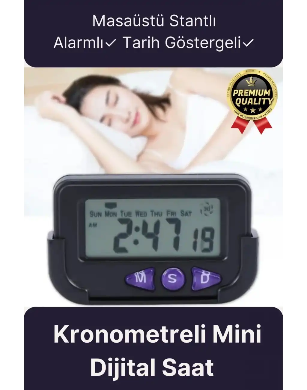 Çok Fonksiyonlu Kronometreli Alarmlı Tarih Göstergeli Masaüstü Ders Sınav Çalışma Mini Dijital Saat