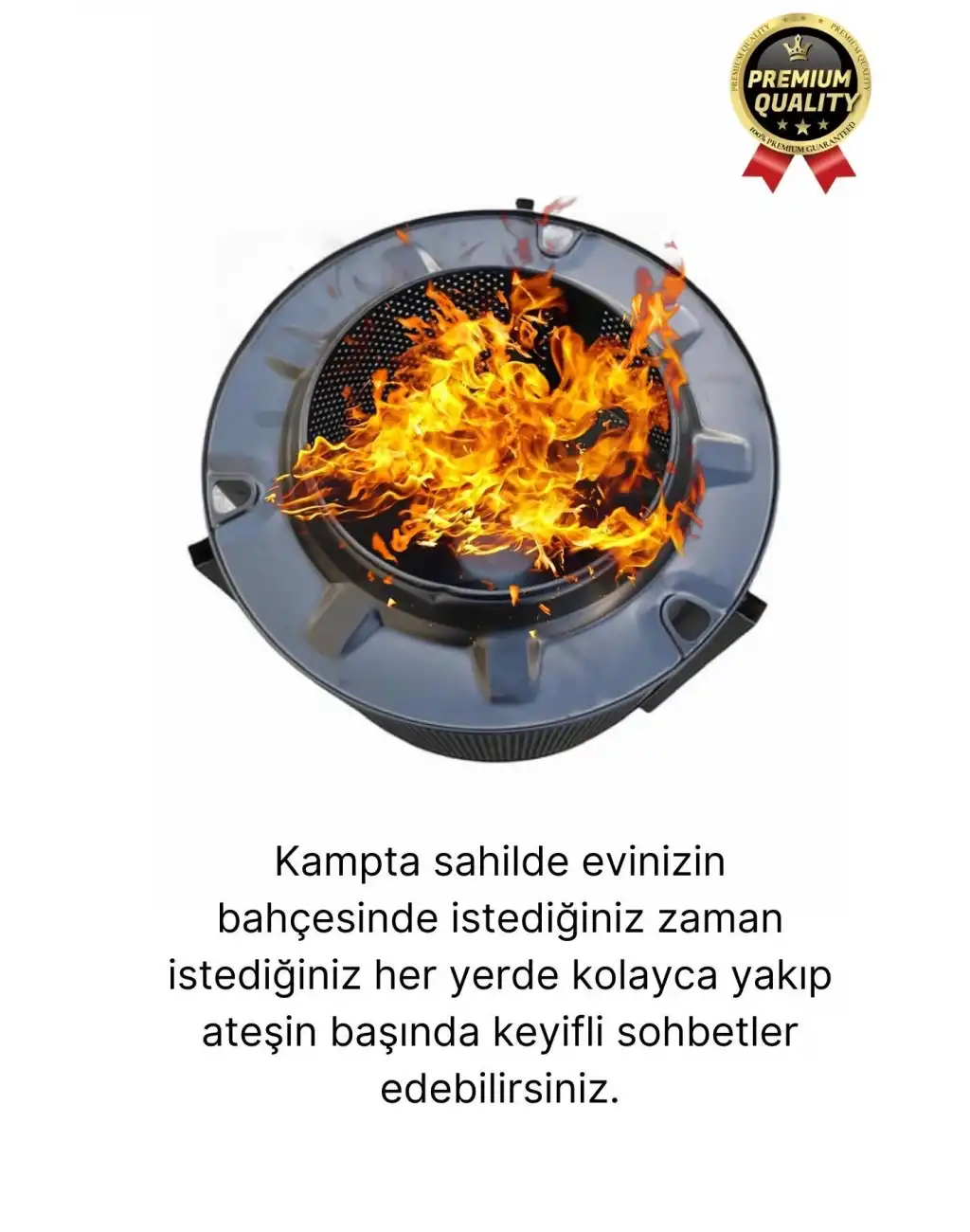 Premium Dekoratif Estetik Şık Taşınabilir Ayaklı Isıya Dayanıklı Bahçe Şöminesi Ateş Kovası Çukuru