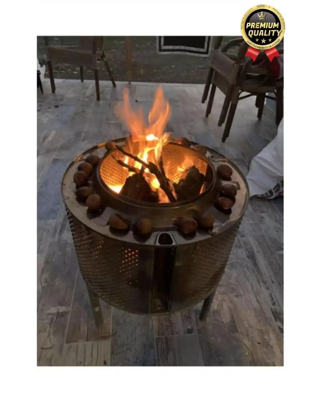 Premium Dekoratif Estetik Şık Taşınabilir Ayaklı Isıya Dayanıklı Bahçe Şöminesi Ateş Kovası Çukuru