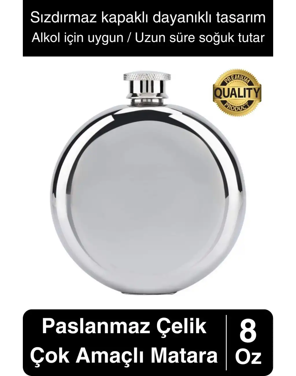 Limited Edition 8 Oz Paslanmaz Çelik Sızdırmaz Alkol Sıvı İçecek Kamp Cep Su Matarası Dayanıklı