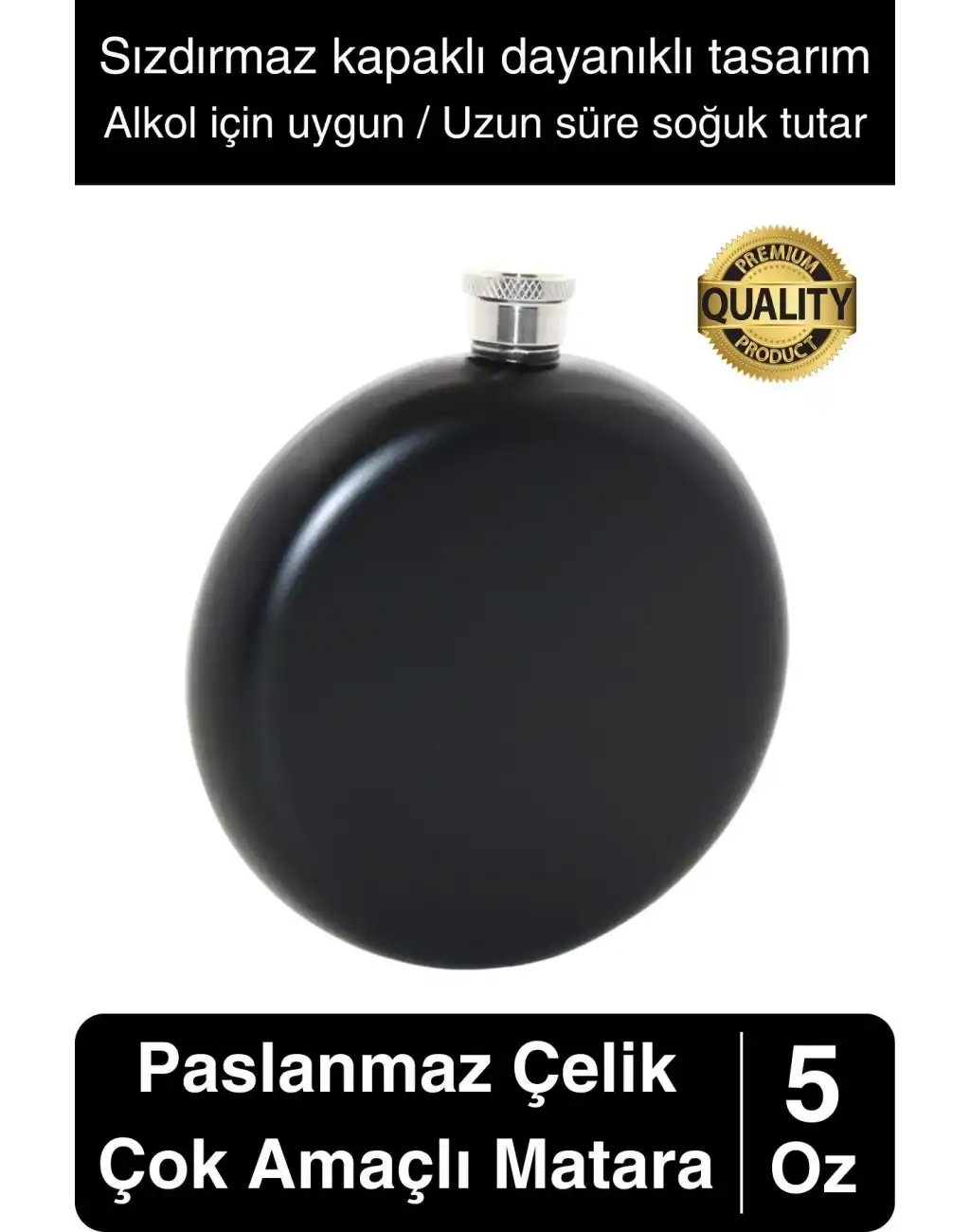 Limited Edition 5 Oz Siyah Paslanmaz Çelik Sızdırmaz Alkol İçecek Kamp Cep Su Matarası Dayanıklı