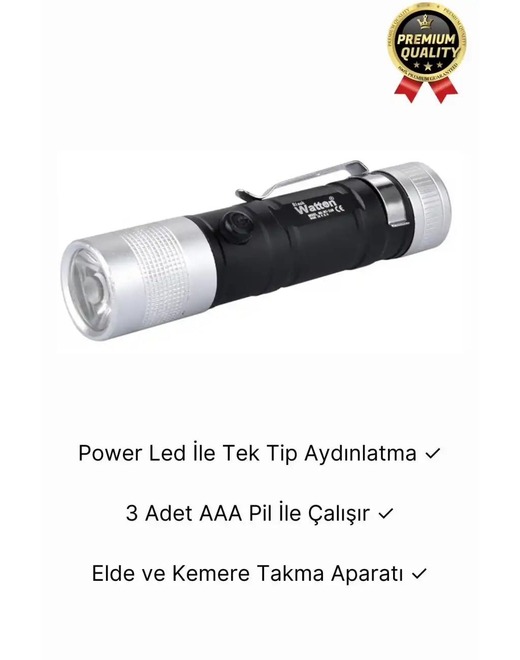 Çok Amaçlı 100 metre Menzilli Tek Mod Beyaz Enerji Tasarruflu Kamp Ev Mini Cep Tipi Pilli El Feneri