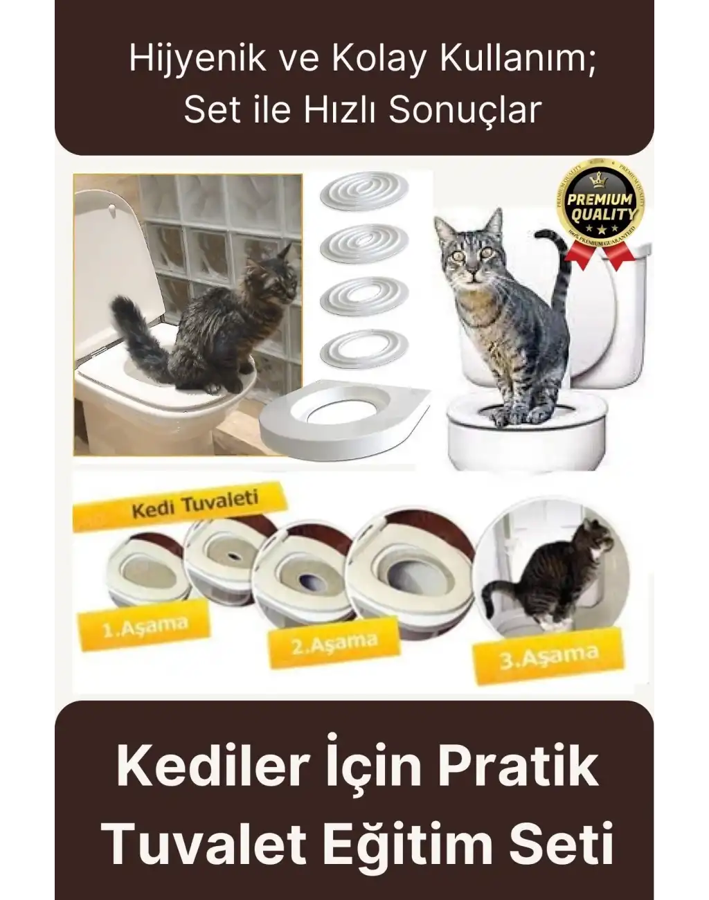 Kolay Kullanım Hijyenik Pratik Kum Kabı Yavru Yetişkin Kedi Wc Tuvalet Alıştırma Klozet Eğitim Seti