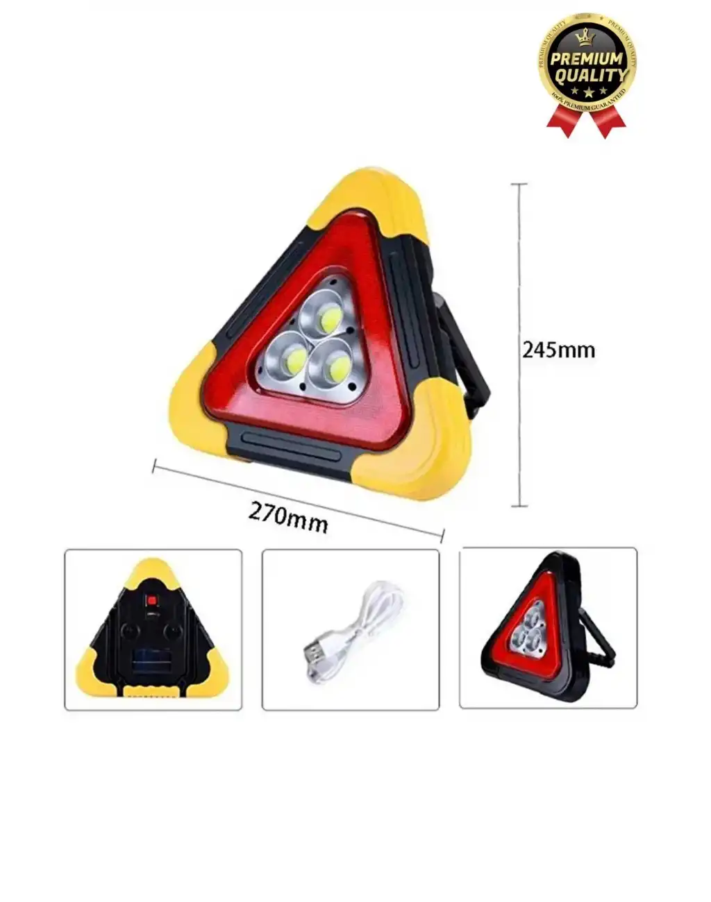 Premium Güneş Enerjili Güçlü Işık 3 Ledli Solar Üçgen Refluj Reflektör Acil Durum Uyarı Lambası