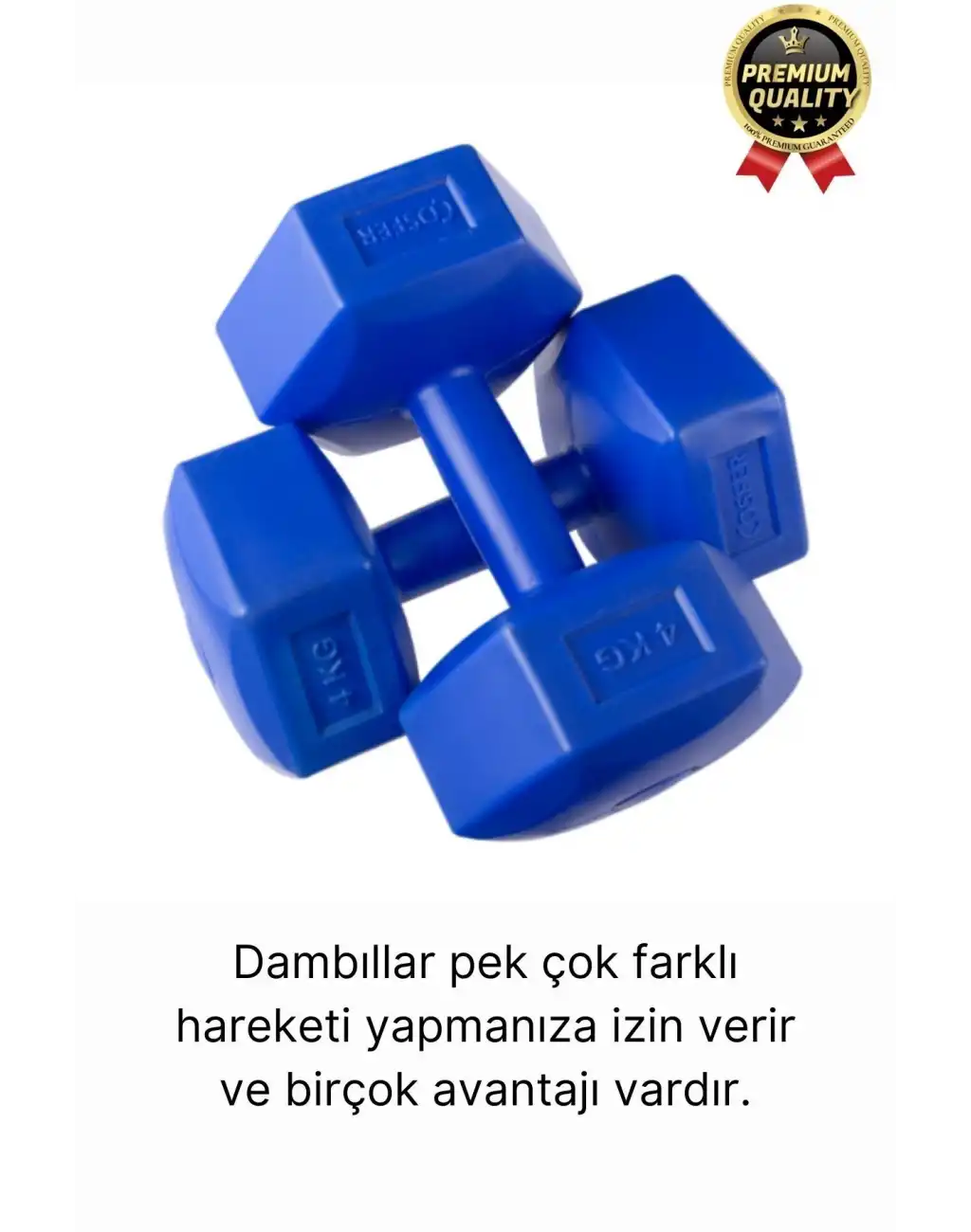 Premium Kalite Fitness Spor Egzersiz Vücut Kas Geliştirme Mavi 4 Kg Dambıl Ağırlık Seti - 2 Adet