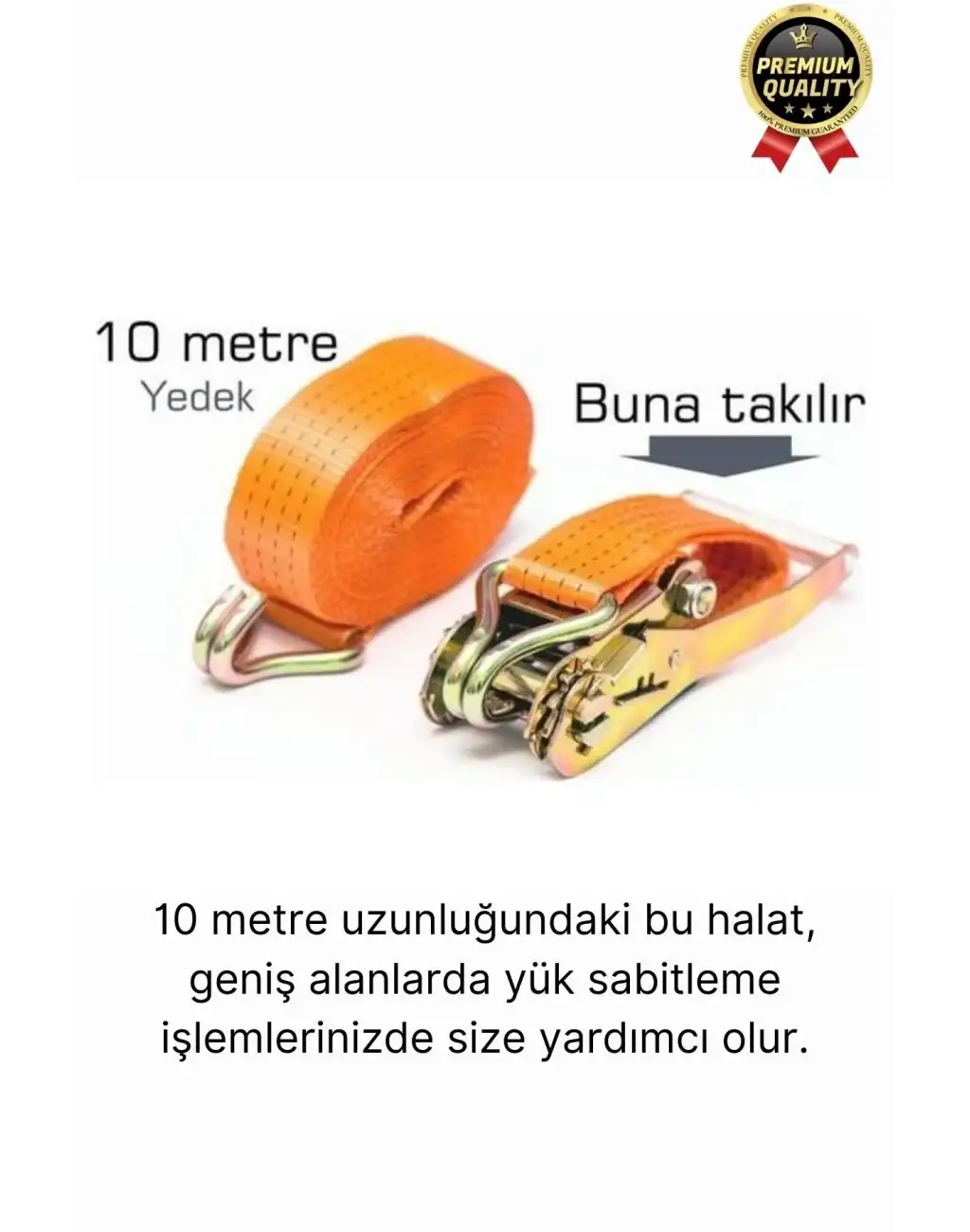 Çok Amaçlı Kopmaz Dayanıklı Kancalı Güvenli Sabitleme Gırgır Yük Gerdirme Kiti Spanzet Halat 10 mt