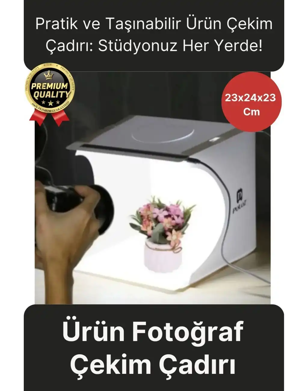 Çok Amaçlı Portatif Taşınabilir Beyaz Led Işıklı Pratik Mini Fon Fotoğraf Stüdyosu Ürün Çekim Çadırı