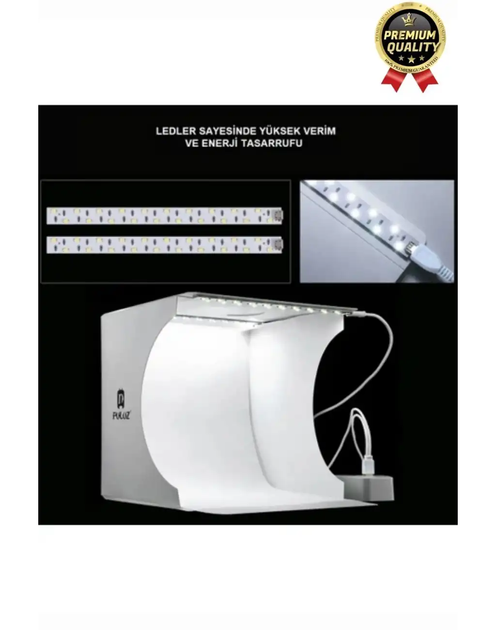 Çok Amaçlı Portatif Taşınabilir Beyaz Led Işıklı Pratik Mini Fon Fotoğraf Stüdyosu Ürün Çekim Çadırı