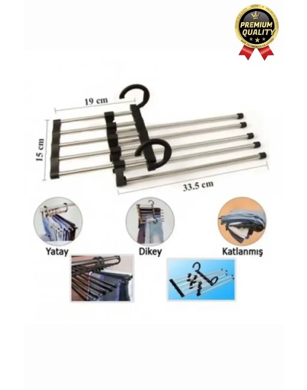 Çok Fonksiyonlu Organizer Katlanabilir Kumaş Kot Eşarp Hareketli Dolap İçi Pantolon Askılığı 5 In 1