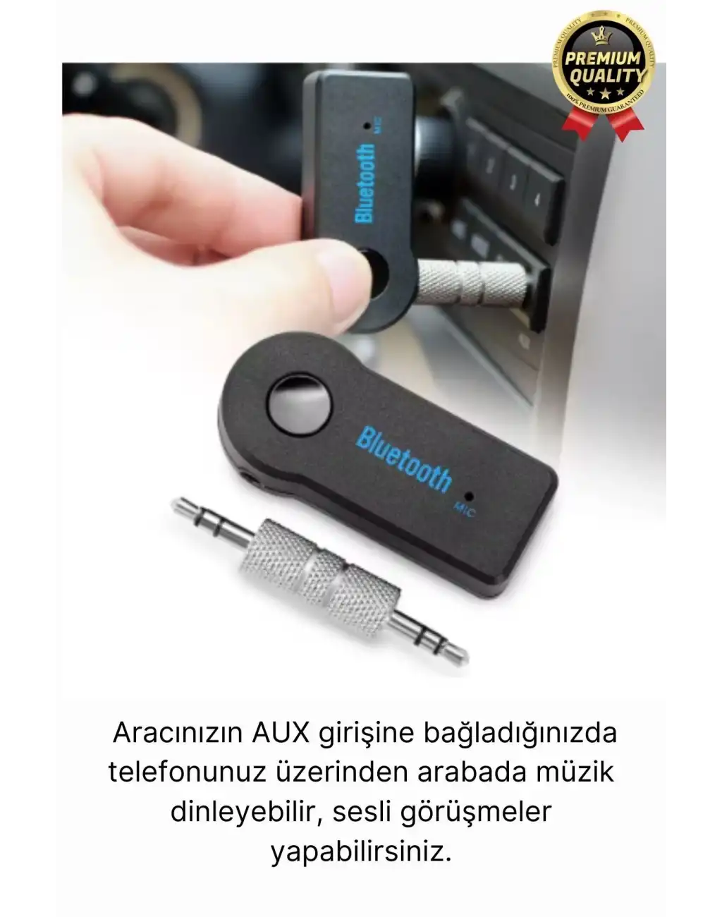Çok Amaçlı Kablosuz Uyku Modlu 4 Saat Bataryalı Şarjlı Bluetooth Aux Müzik Ses Alıcısı Araç Kiti