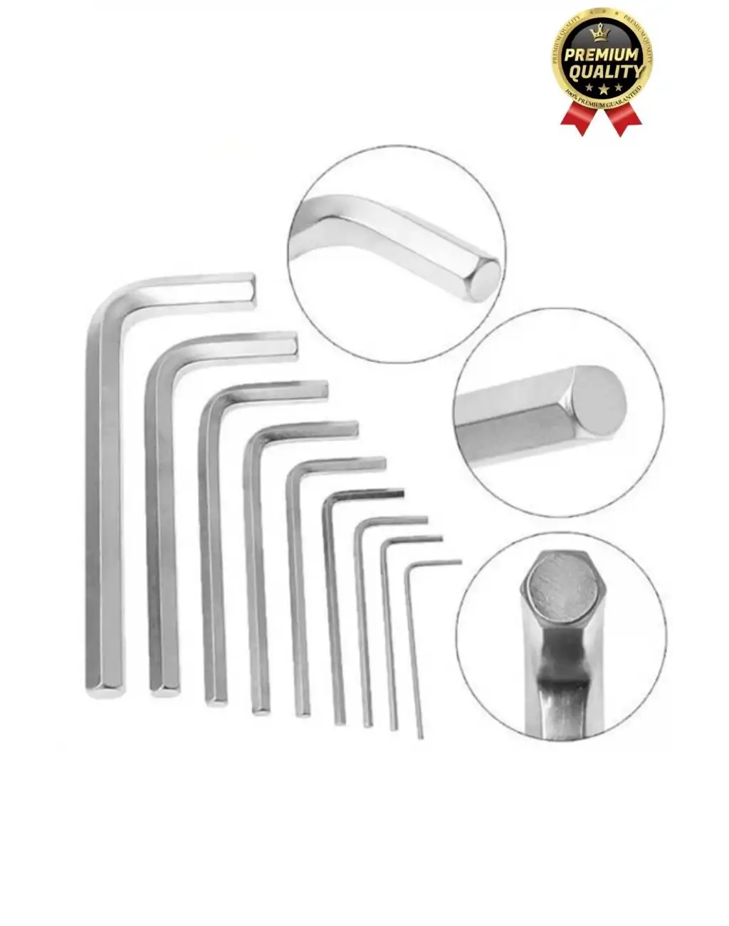 Özel Üretim Tamir Usta Altı Köşeli Bozuk Vida Kısa Düz Köşe Anahtar Takımı Çelik Alyan Seti 10 Parça