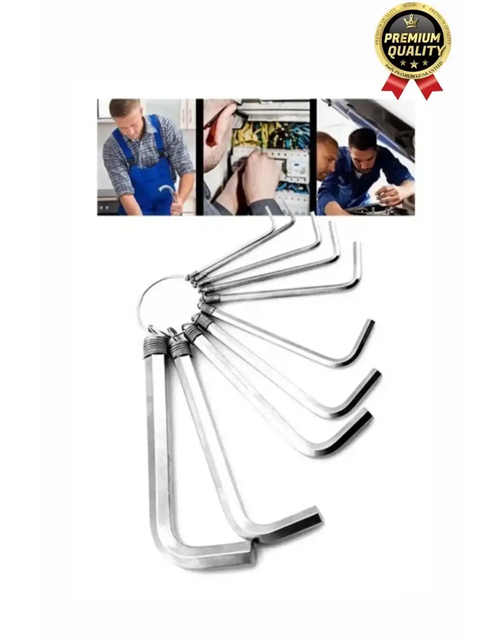 Özel Üretim Tamir Usta Altı Köşeli Bozuk Vida Kısa Düz Köşe Anahtar Takımı Çelik Alyan Seti 10 Parça