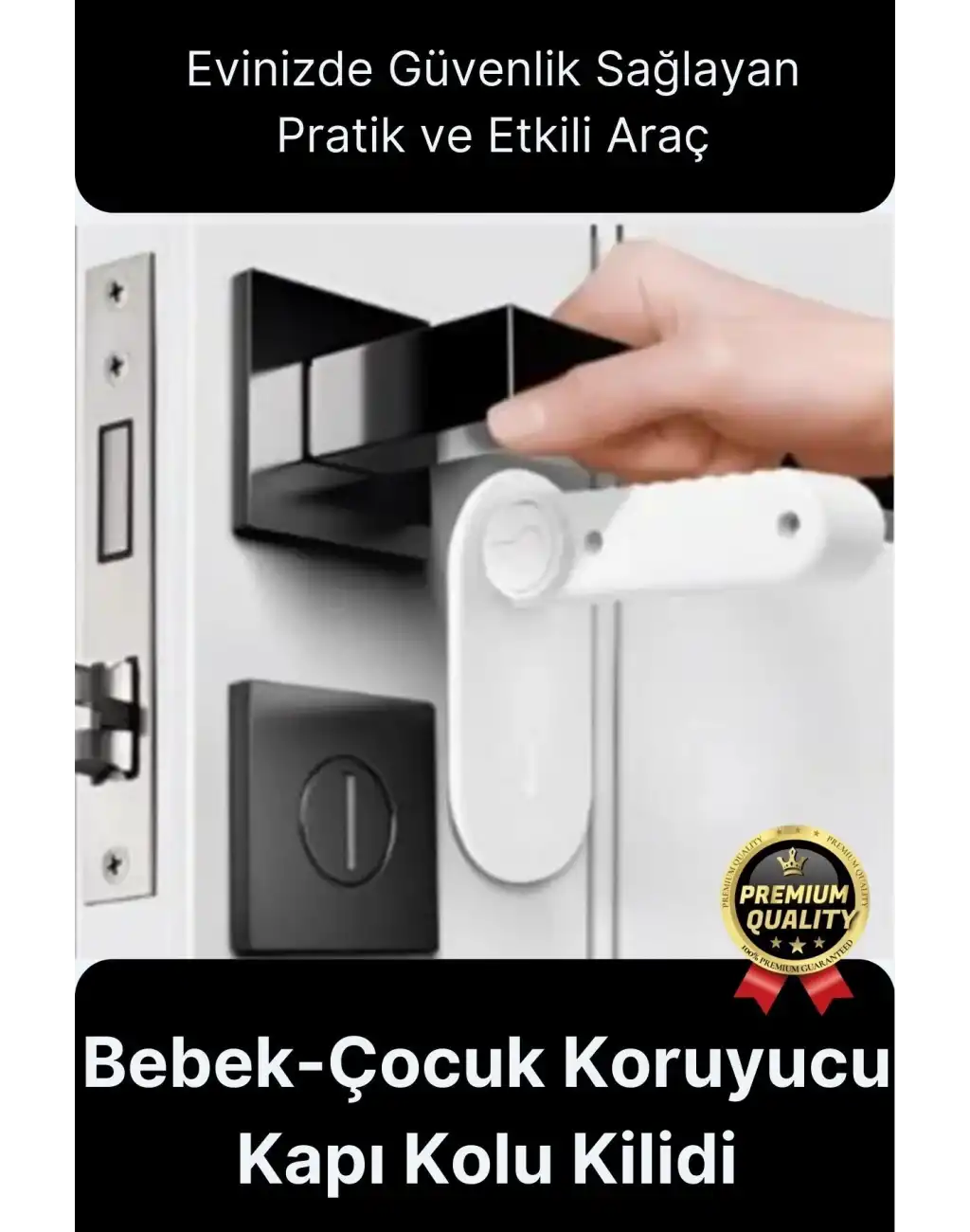 Özel Tasarım Düğmeli 180 Derece Dönebilen Bebek Çocuk Koruyucu Güvenlik Kapı Kolu Kilidi - 1 Adet