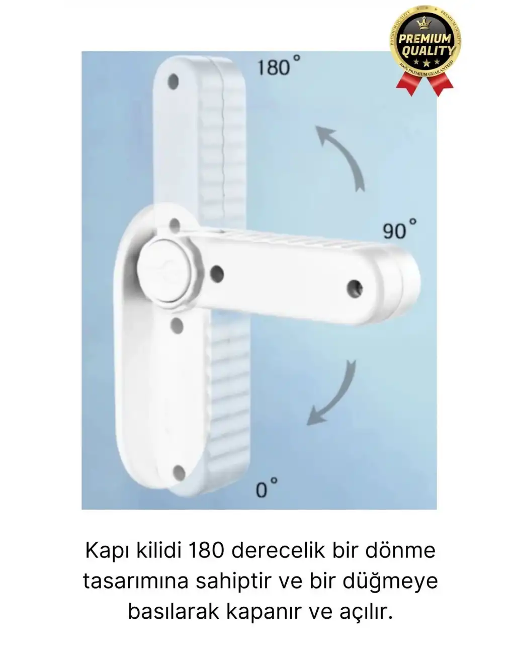 Özel Tasarım Düğmeli 180 Derece Dönebilen Bebek Çocuk Koruyucu Güvenlik Kapı Kolu Kilidi - 1 Adet