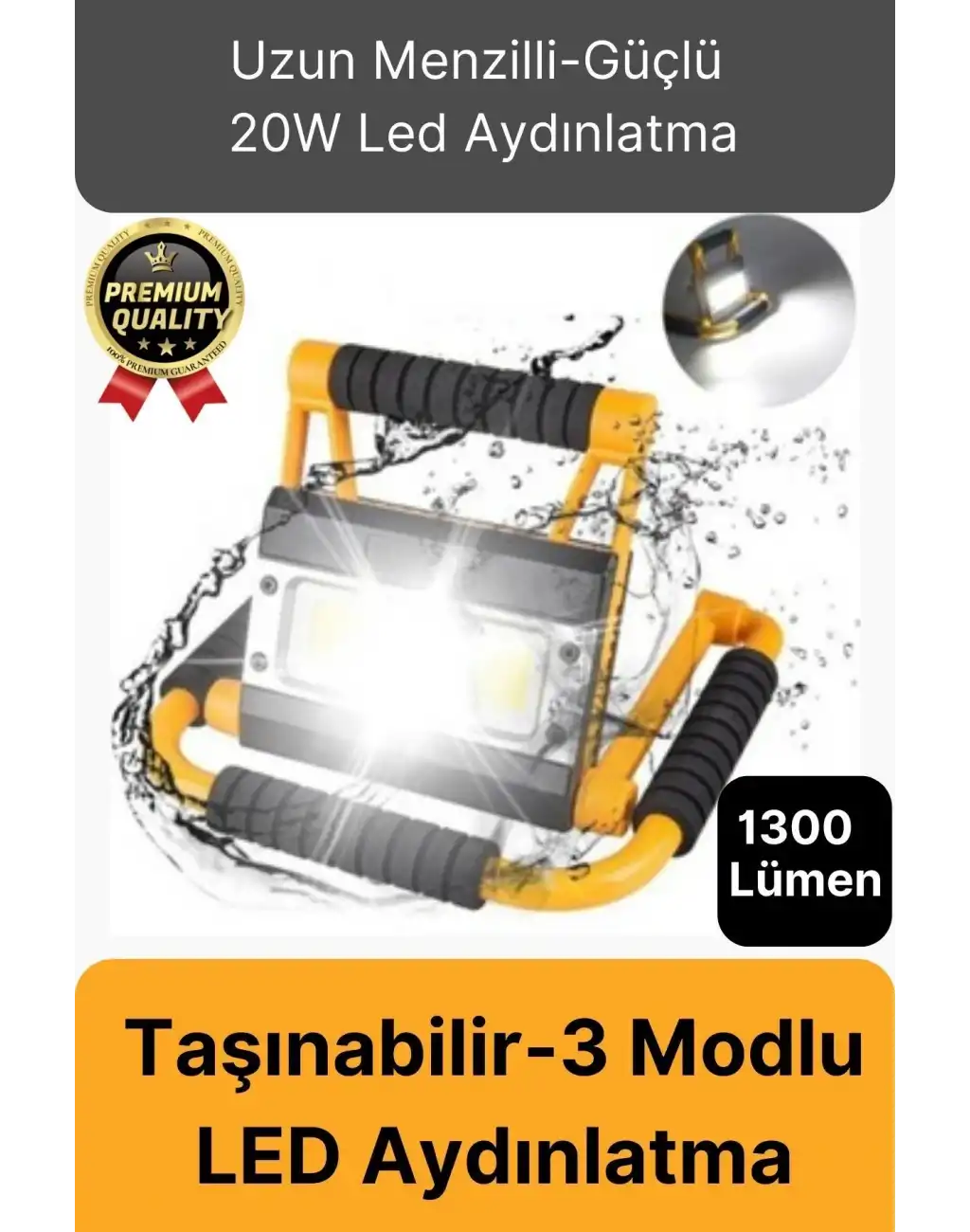 Özel Üretim Taşınabilir 3 Modlu 6500K Renk Sıcaklığı 20W Led 1300 Lümen Ayaklı Projektör Aydınlatma