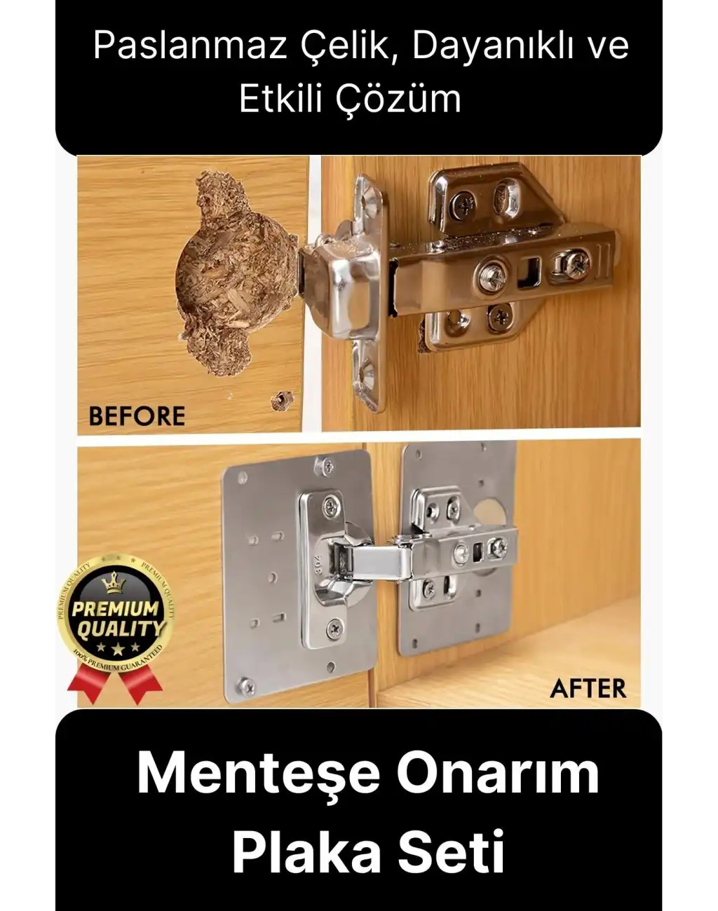 Premium Paslanmaz Çelik Mobilya Mutfak Kapı Etkili Çözüm Dayanıklı Menteşe Tamir Onarım Plaka Seti