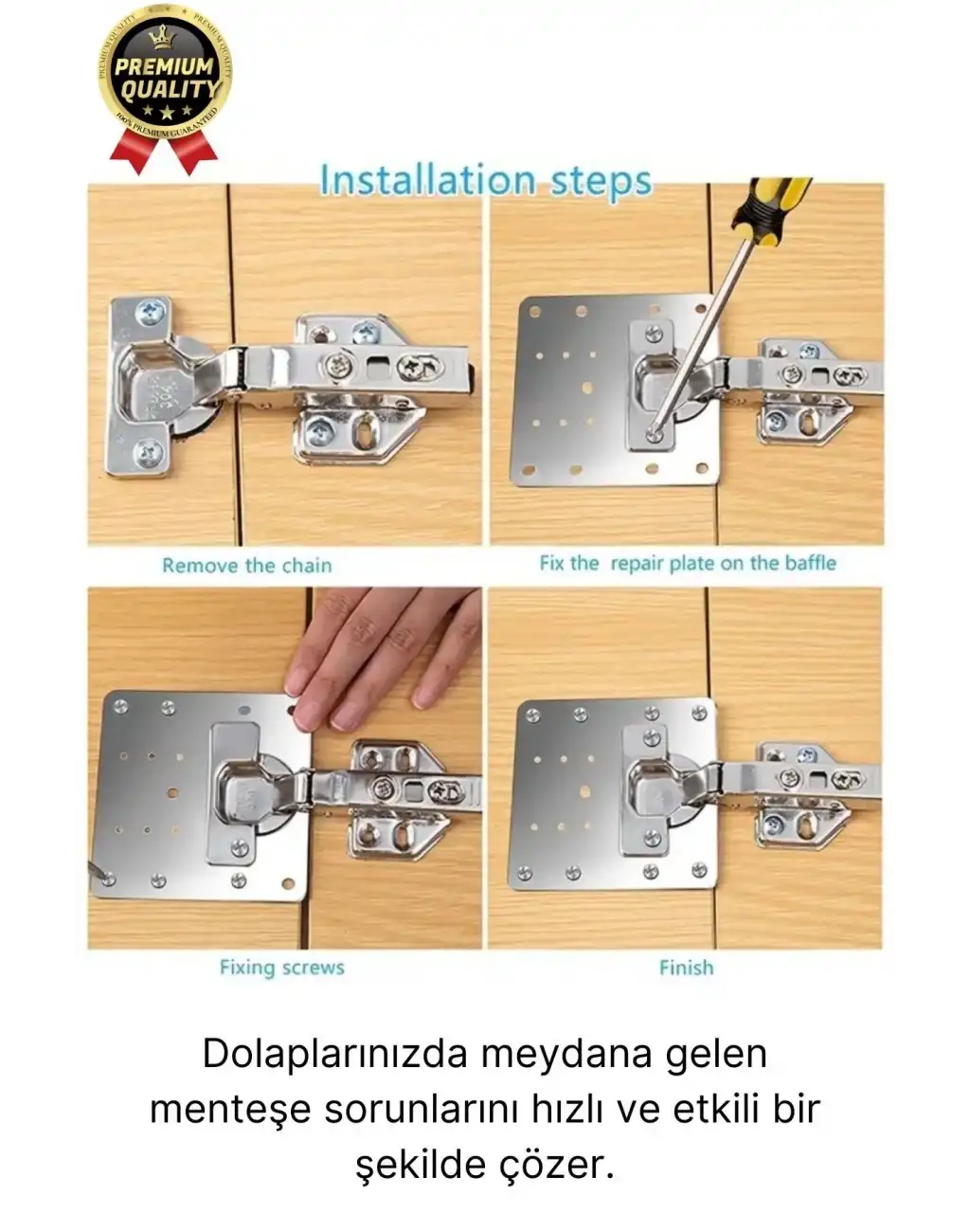 Premium Paslanmaz Çelik Mobilya Mutfak Kapı Etkili Çözüm Dayanıklı Menteşe Tamir Onarım Plaka Seti