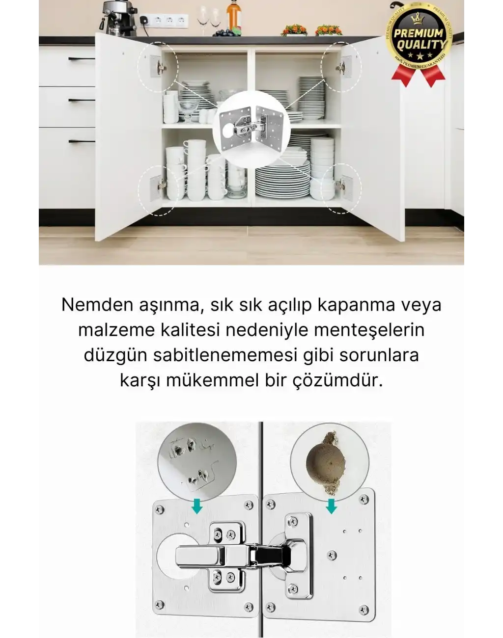 Premium Paslanmaz Çelik Mobilya Mutfak Kapı Etkili Çözüm Dayanıklı Menteşe Tamir Onarım Plaka Seti