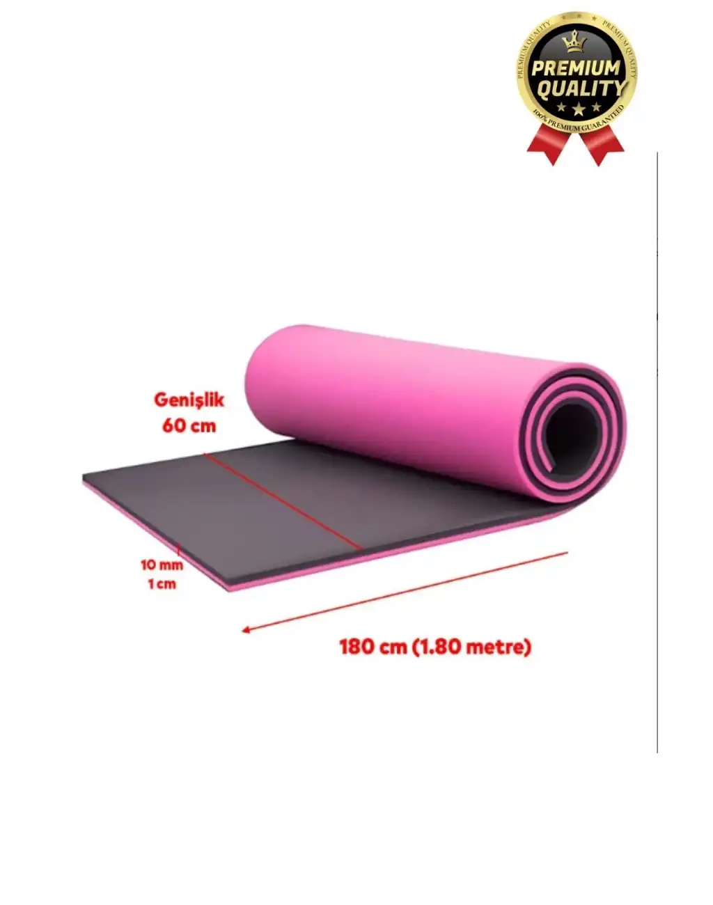 Ultra Konfor Taşıma Askılı Kalın Kaymaz Çift Taraf Pembe Siyah Meditasyon Pilates Minderi Yoga Matı